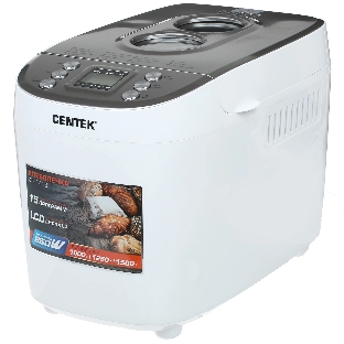 Хлебопечка Centek CT-1415 белый/серебристый, 860 Вт, 1.5 кг, 15 программ