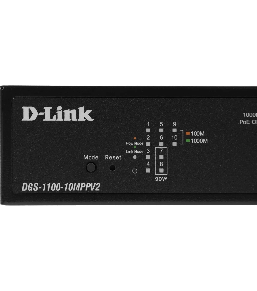 Коммутатор D-Link DGS-1100-10MPPV2/A, 8×1 Гбит/с + 2×1 Гбит/с SFP, настраиваемый