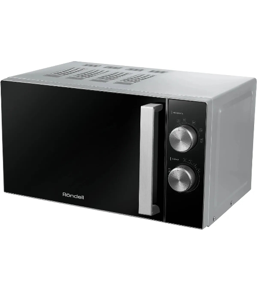 Микроволновая печь Rondell RDE-MW208 серебристый/черный, 20 л, 700 Вт, переключатели - поворотный механизм