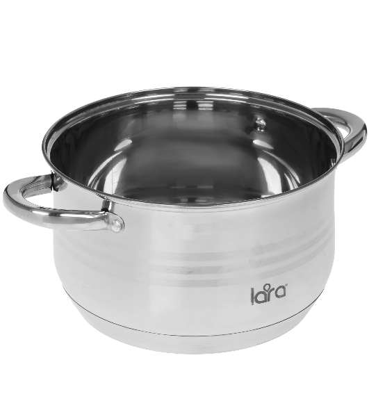 Кастрюля LARA LR02-583 SONATA 24x14,5 см, 6.5 л, нержавеющая сталь, индукция, с крышкой