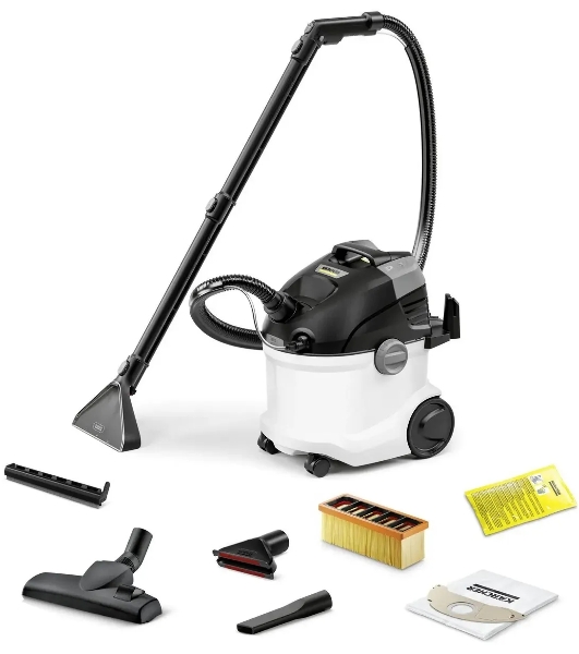 Пылесос моющий Karcher SE 5 *EU белый/черный, 600/1000 Вт, уборка сухая/влажная, пылесборник контейнер/мешок, 4 л