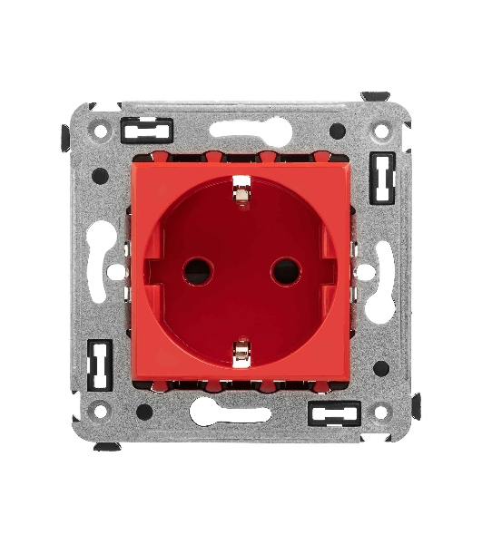 Розетка DKC Avanti 4401003 2P+E со шторками, красный квадрат
