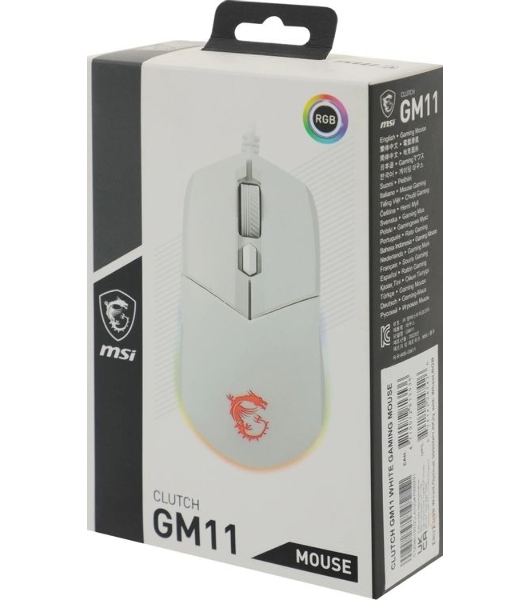 Мышь проводная MSI Clutch GM11 белый, 5000 dpi, USB, кнопки - 6