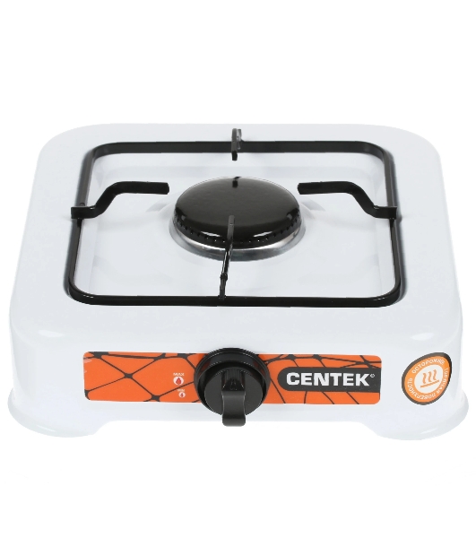 Плита настольная газовая Centek CT-1520 белый, 1.7 кВт, газ, конфорки - 1, эмаль, поворотные переключатели