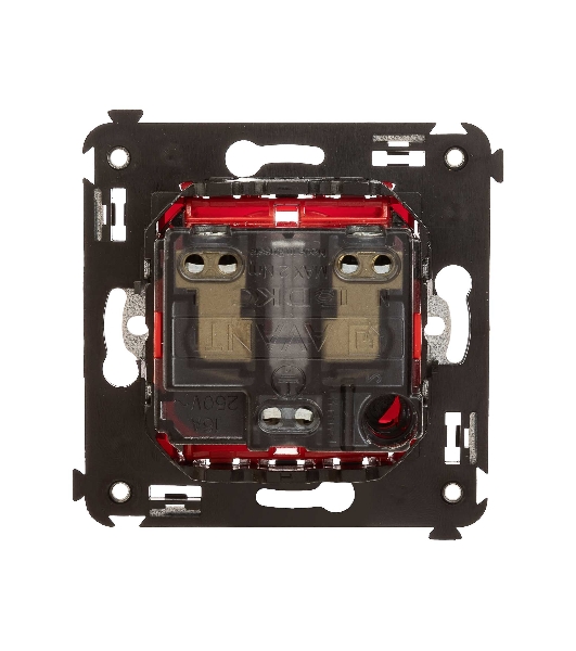 Розетка DKC Avanti 4401003 2P+E со шторками, красный квадрат