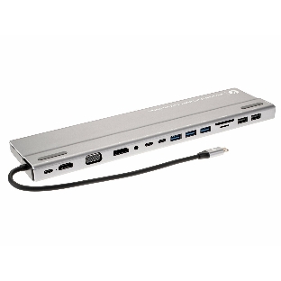 Адаптер VCOM TypeC -->3*USB3.0+2*USB2.0+VGA+RJ45+SD+TF+AUD+HDMI+DP+2*USB3.1 Data+PD