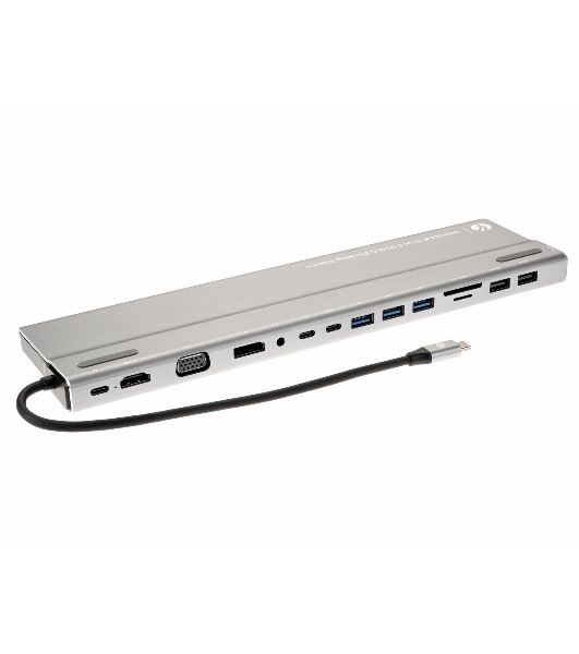 Адаптер VCOM TypeC -->3*USB3.0+2*USB2.0+VGA+RJ45+SD+TF+AUD+HDMI+DP+2*USB3.1 Data+PD