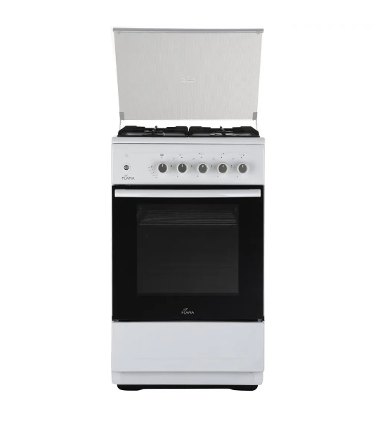 Плита Газовая Flama N FG 24239 W белый (стеклянная крышка) реш.чугун