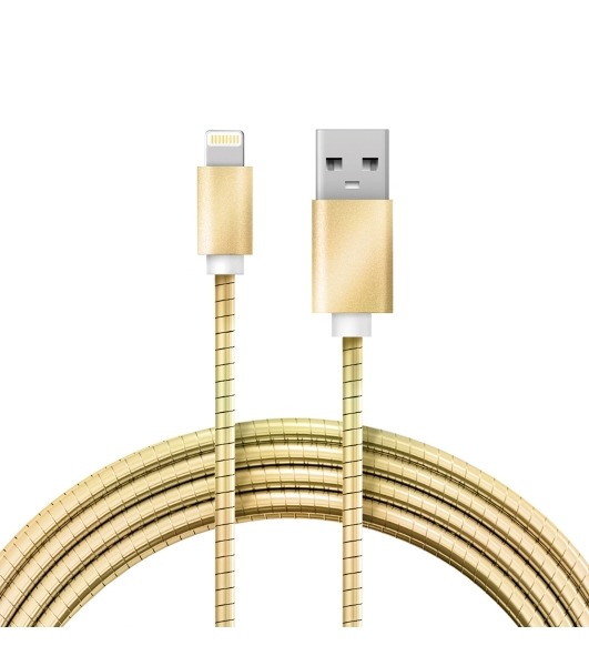 Кабель Rexant USB-A - Lightning для Apple, 2,4А, 1м, в золотой металлической оплетке