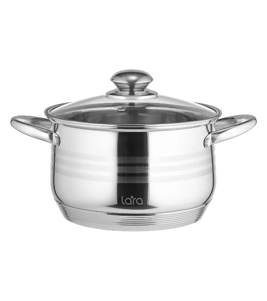 Кастрюля LARA LR02-583 SONATA 24x14,5 см, 6.5 л, нержавеющая сталь, индукция, с крышкой