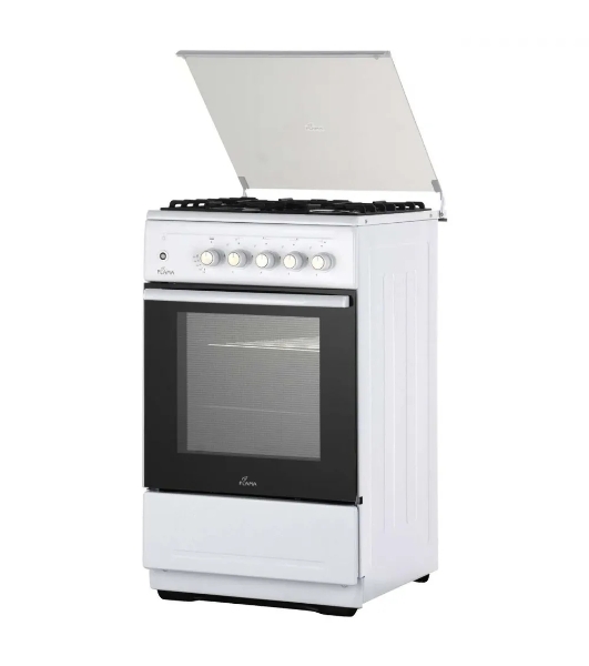 Плита Газовая Flama N FG 24239 W белый (стеклянная крышка) реш.чугун