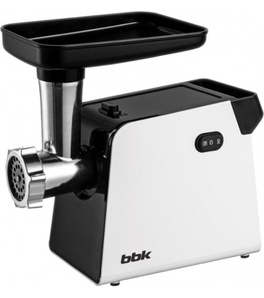 Мясорубка электрическая BBK MG2007 черный/белый, 2000 Вт, 2 кг/мин, реверс, защита от перегрузки, насадки - 4