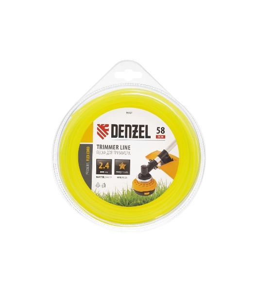 Леска для триммера Denzel звезда 2,4 мм х58 м, блистер FLEX CORD