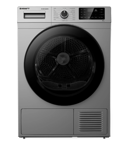 Сушильная машина Kraft KF-DM1002HPG серый, 10 кг, сушка - тепловой насос, программ - 15, 60 x 84 x 62 см