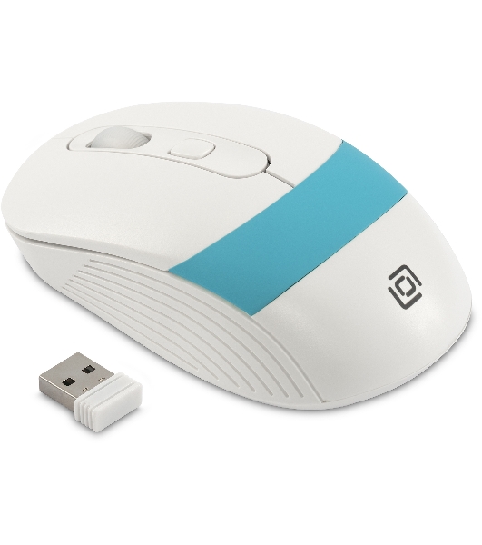 Мышь беспроводная Oklick 310MW белый/синий, 3200 dpi, радиоканал, USB, кнопки - 4