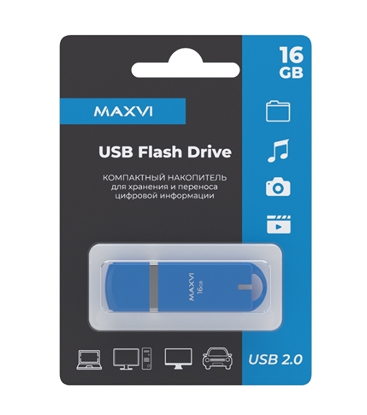 Флешка USB Maxvi P3 (FD16GBUSB20C10P3 sky blue), 16GB, USB 2.0, R/W 12/5, небесно-голубой