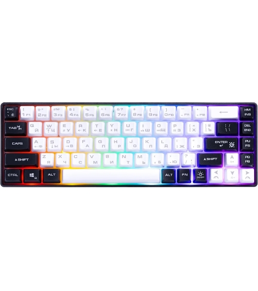 Клавиатура проводная игровая Defender Aris GK-349 RU,черный/белый,68кн+FN,радуж,1.5м