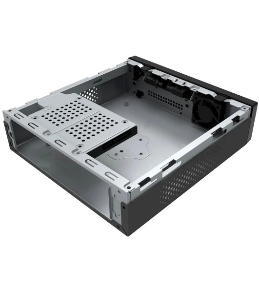 Компьютерный корпус Slim Case Powerman ME100S-BK front fan 4cm, 120W adapter, Mini ITX, VESA