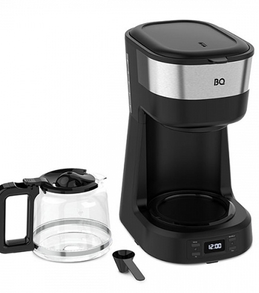 Кофеварка капельная BQ CM1000 черный-стальной, исп. кофе - молотый, 1.2 л, 900 Вт.