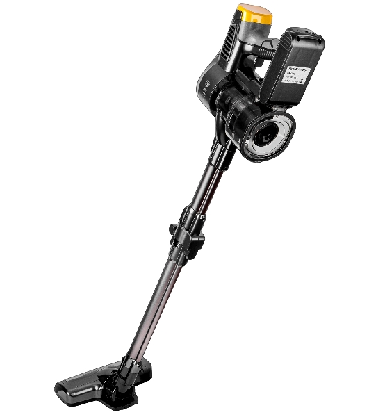 Пылесос вертикальный Brayer BR4273 серый/желтый, питание от аккумулятора, 350 Вт, уборка сухая, пылесборник 0,8 л