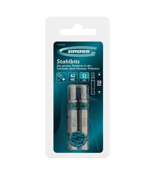 Бита Gross HEX 4х50 мм, сталь S2, шестигр., 2 шт
