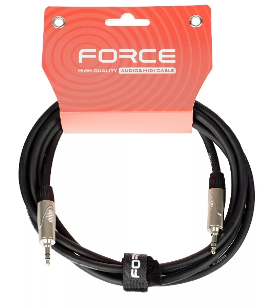 Кабель аудио FORCE FLC-160/21/8' TRS mini Jack - 1/8' TRS mini Jack, высококачественный стерео, используется для коммутации звукового оборудования, диаметр 6 мм, профессиональные металлические разъемы Rean, длина 2 м
