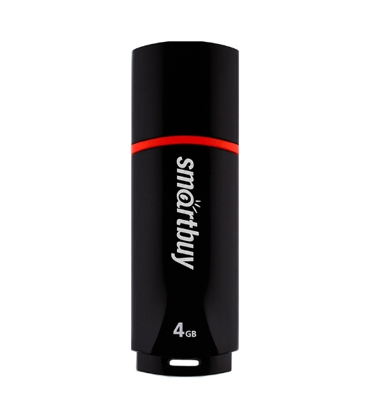 Флешка USB Smartbuy Crown black (SB4GBCRW-K), 4Gb, USB 2.0, R/W 25/15, черный/красный