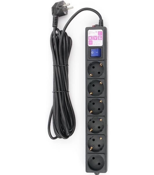 Сетевой фильтр Powercube SPG6-B-5M 5 м, 6 розеток, черный, коробка