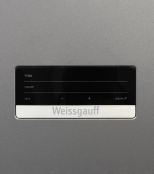 Холодильник Weissgauff CBN2WC2C2 INVERTER тёмно-серый двухкамерный 280/108л морозилка снизу, No Frost