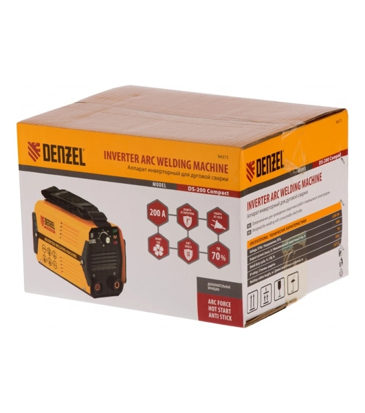 Сварочный аппарат Denzel ds-200 compact 94373 инвертор. дуговой сварки 200А пв 70%