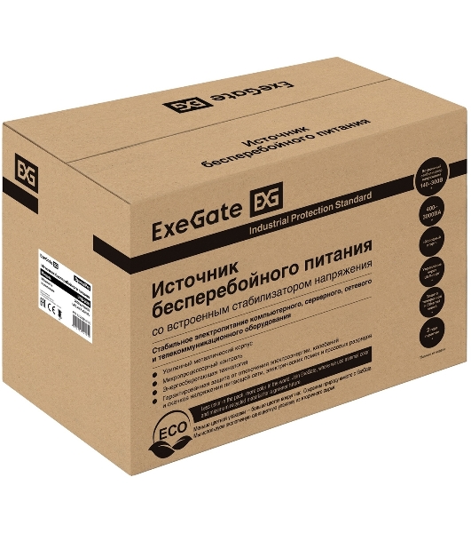 Источник бесперебойного питания ExeGate SpecialPro UNB-2000.LED.AVR.EURO.RJ 2000VA/1200W, LED, AVR, 4 евророзетки, RJ45/11, черный
