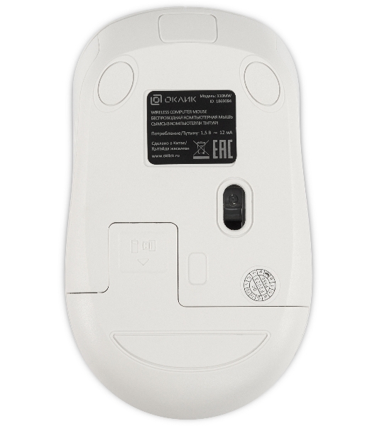 Мышь беспроводная Oklick 310MW белый/синий, 3200 dpi, радиоканал, USB, кнопки - 4