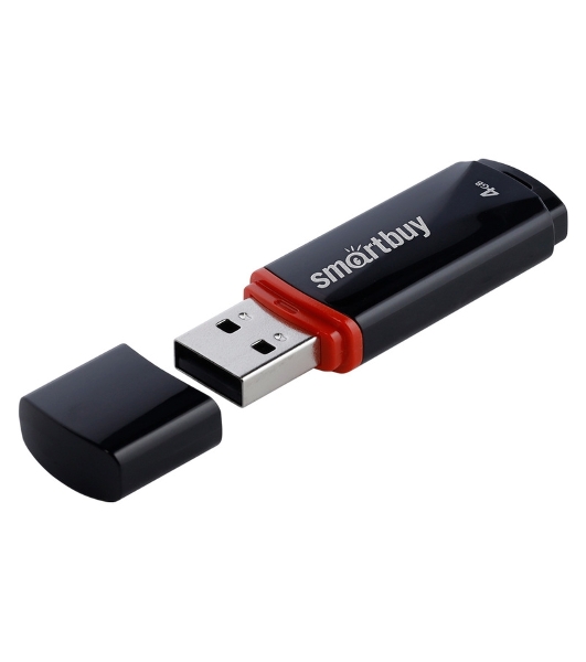 Флешка USB Smartbuy Crown black (SB4GBCRW-K), 4Gb, USB 2.0, R/W 25/15, черный/красный