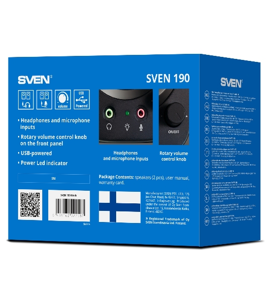 Портативная акустика SVEN 190, черный (6 Вт, питание USB)