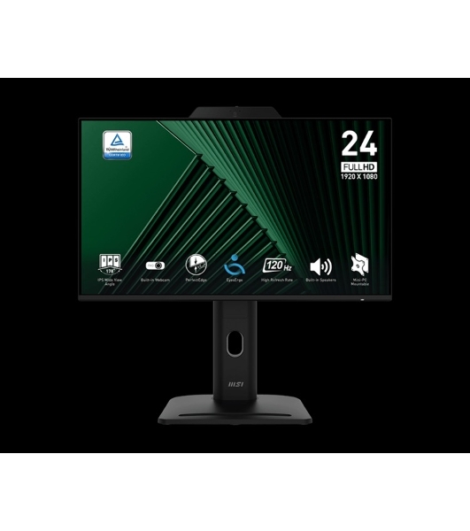 Монитор 23.8' MSI PRO MP242PMG IPS 1920x1080, 120 Гц, 4 мс, 16:9, 300 кд/м², 1xHDMI, 1xDP, 1xVGA, 2xUSB, 1x3.5 мм, 2x3 Вт, веб-камера, черный
