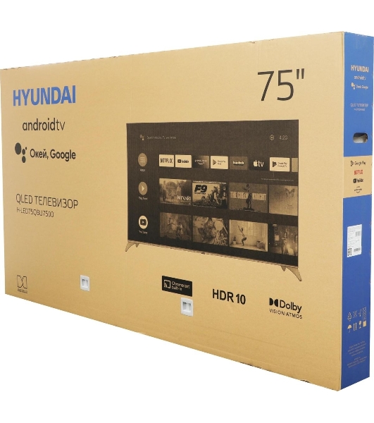 Телевизор Hyundai 75' H-LED75QBU7500 черный/серебристый QLED UHD 60Hz Android TV