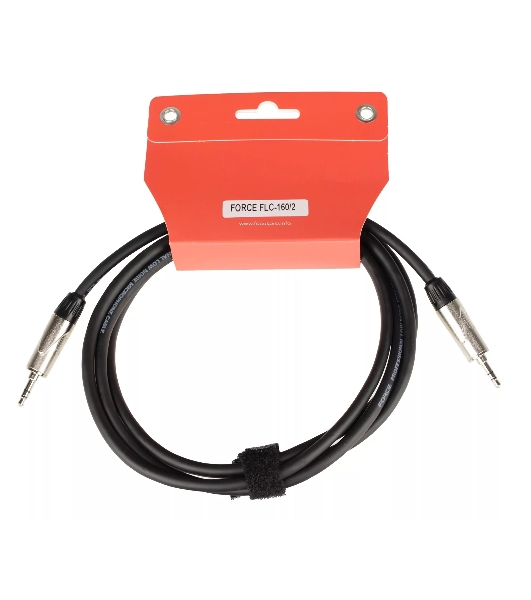 Кабель аудио FORCE FLC-160/21/8' TRS mini Jack - 1/8' TRS mini Jack, высококачественный стерео, используется для коммутации звукового оборудования, диаметр 6 мм, профессиональные металлические разъемы Rean, длина 2 м
