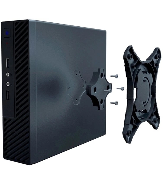 Компьютерный корпус Slim Case Powerman ME100S-BK front fan 4cm, 120W adapter, Mini ITX, VESA
