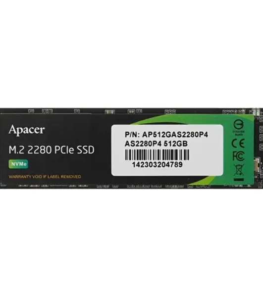 Накопитель SSD Apacer AS2280P4, 512Gb, M.2 2280, PCIe 3.0 x4, NVMe, R/W 2100/1500