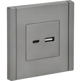 Розетка IEK FORTE&PIANO USB A+C 3,1А FP550 сталь