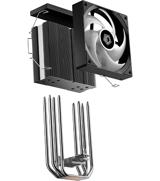 Кулер для процессора ID-COOLING SE-214-XT V2 ARGB LGA1851/1700/1200/115X/AM5/AM4 (16шт/кор, TDP 200W, PWM, 4 тепл.трубки прямого контакта, FAN 120мм, Addressable RGB LED) RET