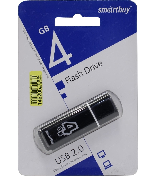 Флешка USB Smartbuy Glossy series black (SB4GbGS-K), 4Gb, USB 2.0, R/W 25/15, черный