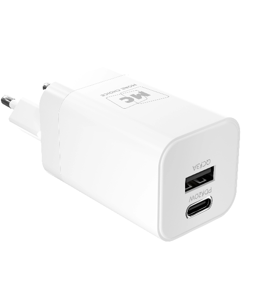 Сетевое зарядное устройство MORE CHOICE NC85 1USB+1Type-C 3.0A PD 20W+QC3.0, белый