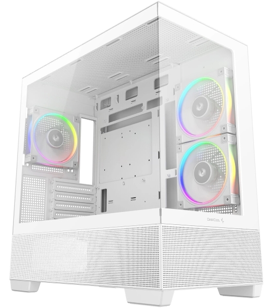 Компьютерный корпус Deepcool CG380 3F WH без БП, боковое окно (панорама), 3x120мм ARGB PWM вентилятора, белый, mATX