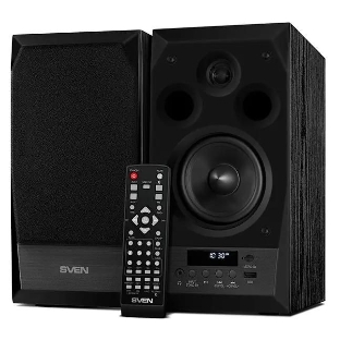 Акустическая система 2.0 SVEN MC-10, чёрный, мощность 2x25Вт (RMS), FM-тюнер, USB/microSD, дисплей, пульт ДУ, Bluetooth SVEN MC-10, чёрный, акустическая система 2.0, мощность 2x25Вт (RMS), FM-тюнер, USB/microSD, дисплей, пульт ДУ, Bluetooth