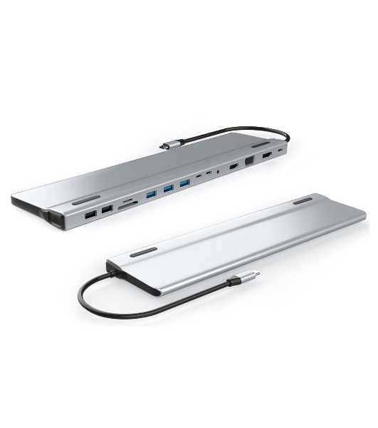 Адаптер VCOM TypeC -->3*USB3.0+2*USB2.0+VGA+RJ45+SD+TF+AUD+HDMI+DP+2*USB3.1 Data+PD