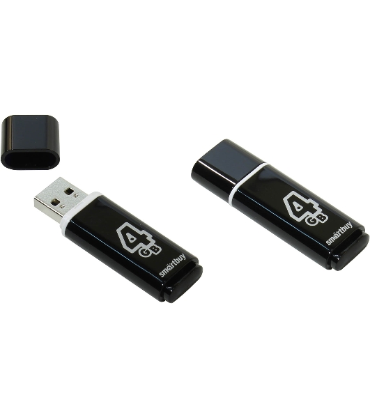 Флешка USB Smartbuy Glossy series black (SB4GbGS-K), 4Gb, USB 2.0, R/W 25/15, черный