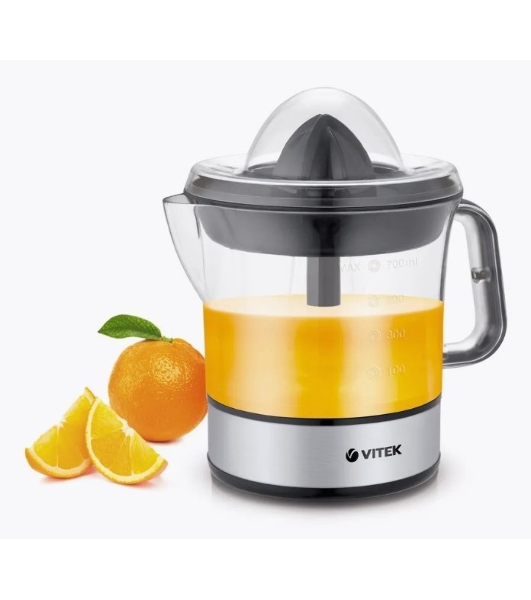 Соковыжималка Vitek VT-3669 стальной/чёрный, цитрусовая, 25 Вт, 700 мл, механическое