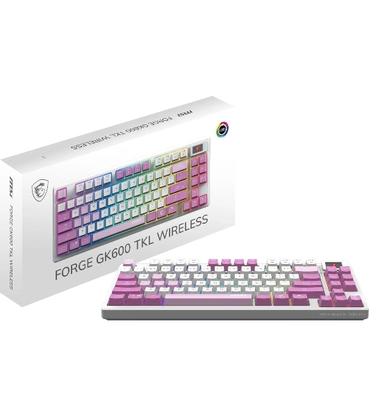 Клавиатура MSI Forge GK600 гибридная, Bluetooth, радиоканал, белый
