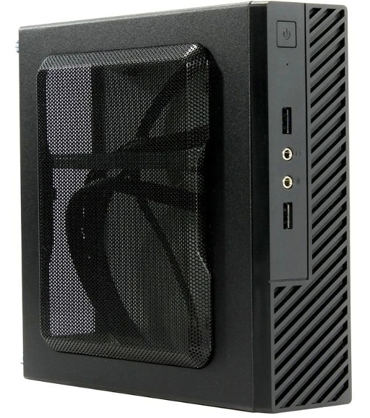 Компьютерный корпус Slim Case Powerman ME100S-BK front fan 4cm, 120W adapter, Mini ITX, VESA